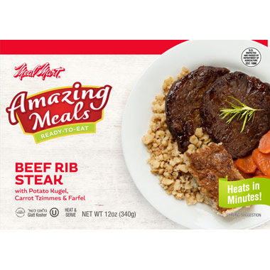 Meal Mart Amazing Meals Beef Rib Steak with Potato Kugel, Carrot Tzimmes & Farfel 12 oz