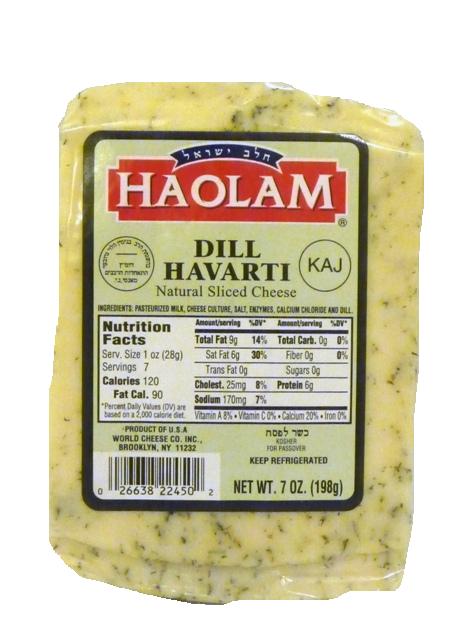 Haolam Dill Havarti Natural Sliced Cheese 7 oz