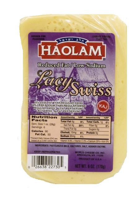 Haolam Reduced Fat Low Sodium Lacy Swiss 6 oz