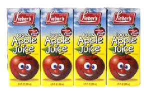 Lieber's 100% Apple Juice 4 - 6.76 oz Pack